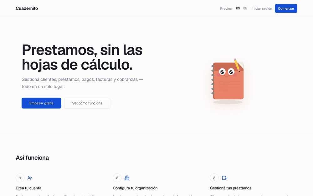 Cuadernito website preview