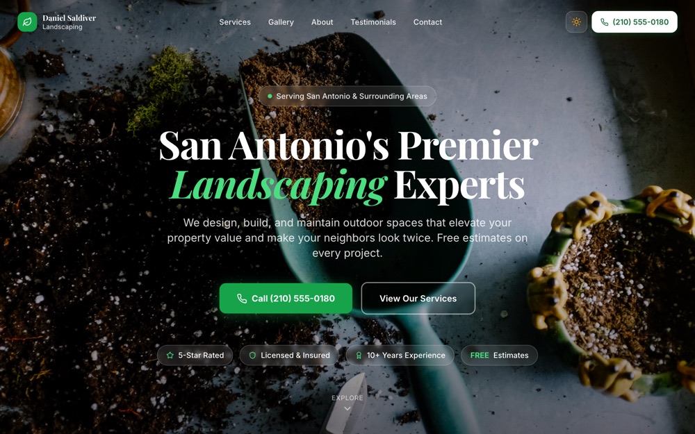 Daniel Saldivar Landscaping website preview